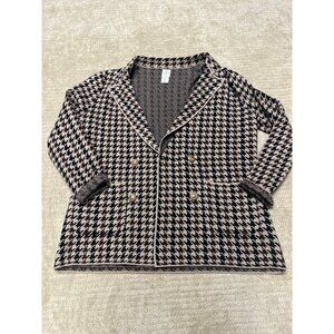 Joie Oversized Women's Houndstooth Double Breasted Sweater Blazer Cardigan Sz L